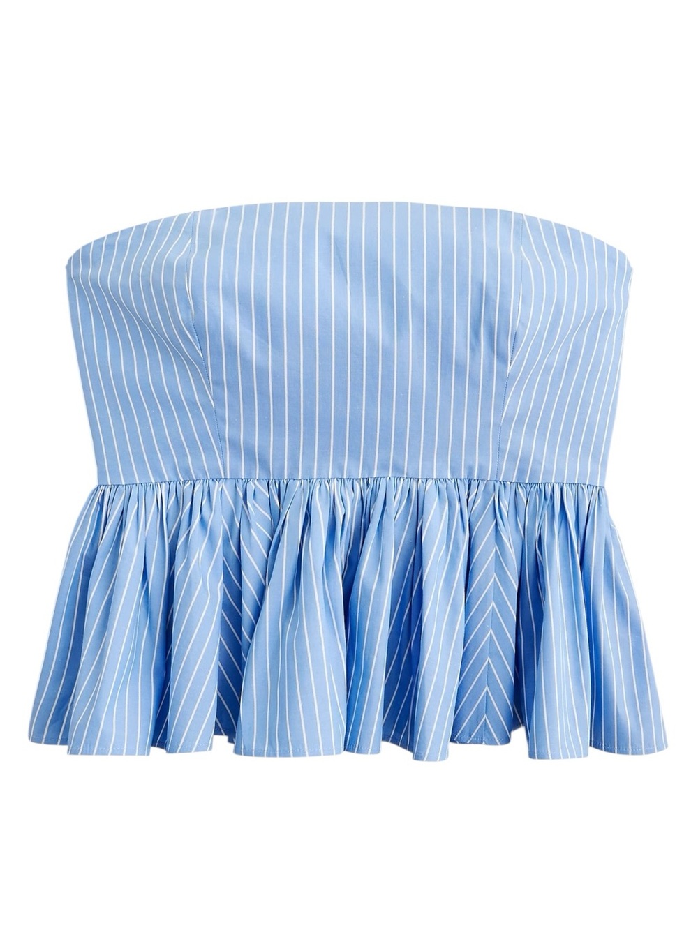 J. Crew Strapless Peplum Top Stretch Cotton Poplin Blue Stripe Size 18 Party NWT